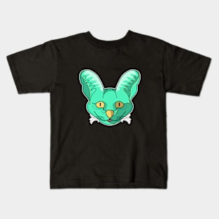 cyan serval cat face Kids T-Shirt